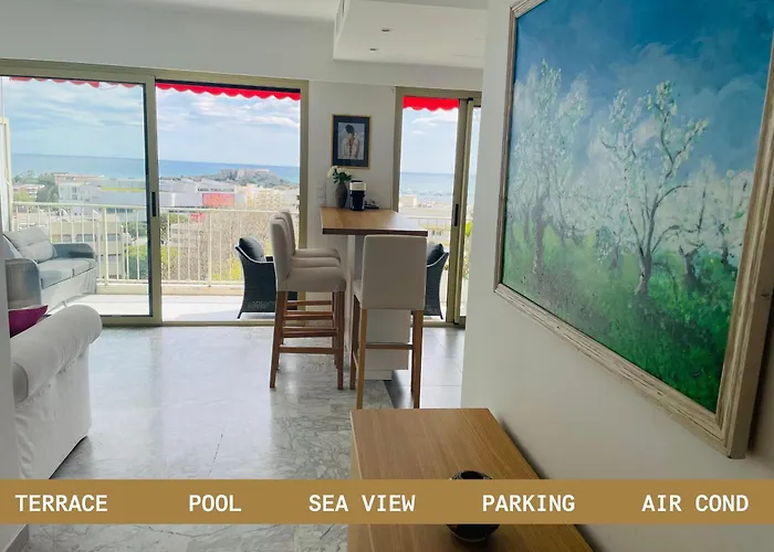 Апартаменти Superbe 2 Pieces Vue Mer, Piscine, Parking Антіб